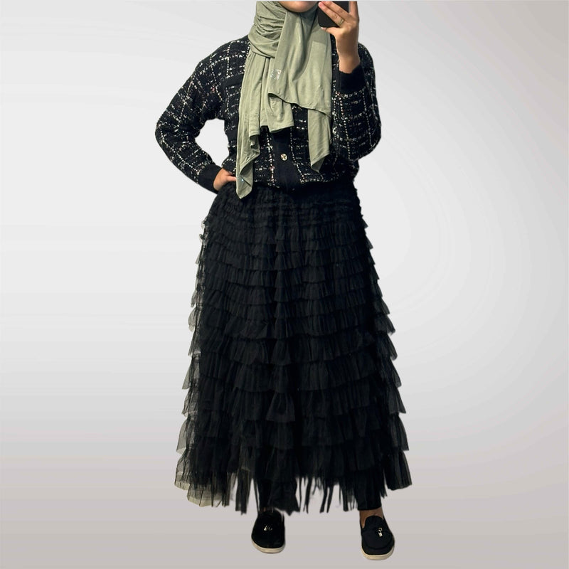 Ruffle rok zwart